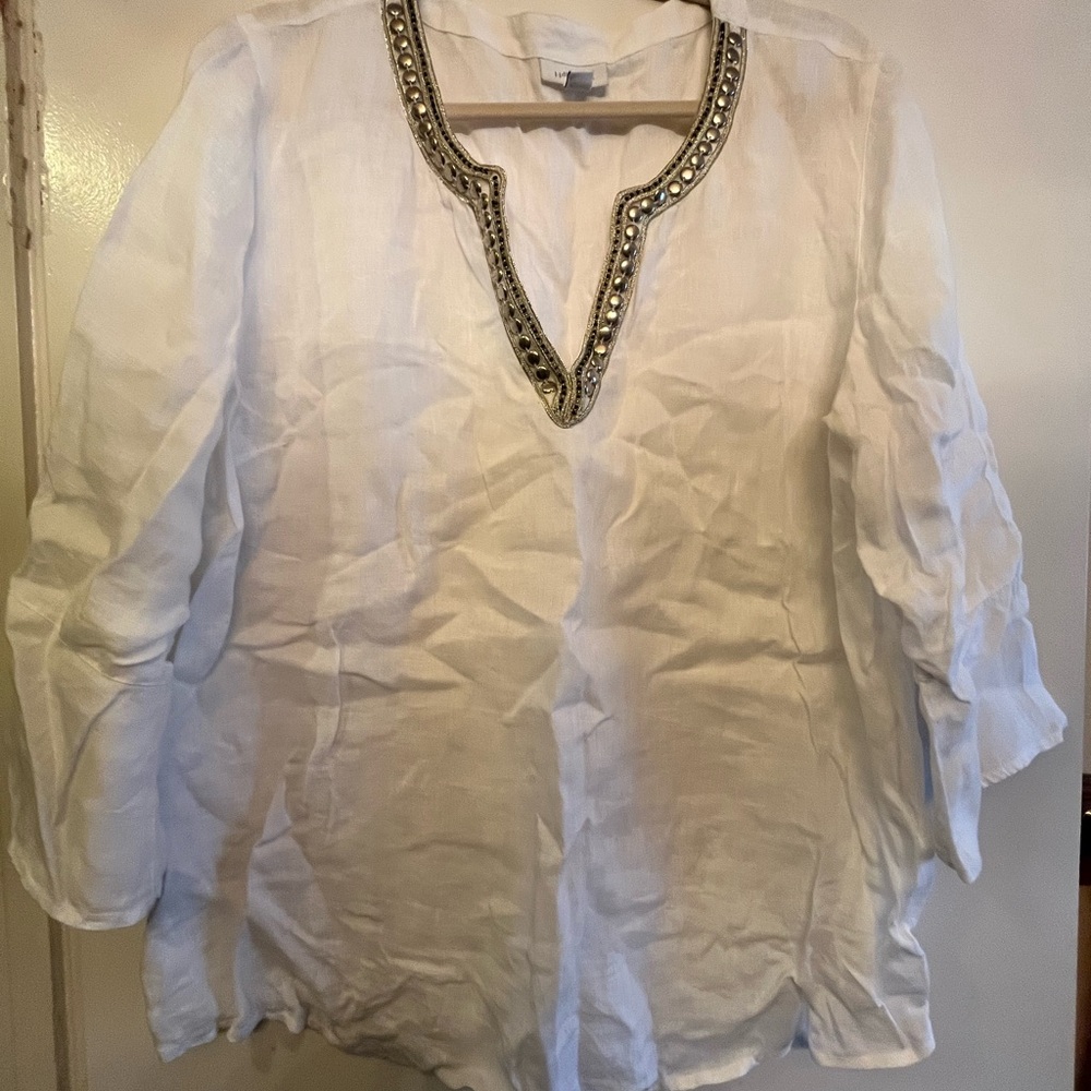 J. Jill Cream Tunic with Gold Accents